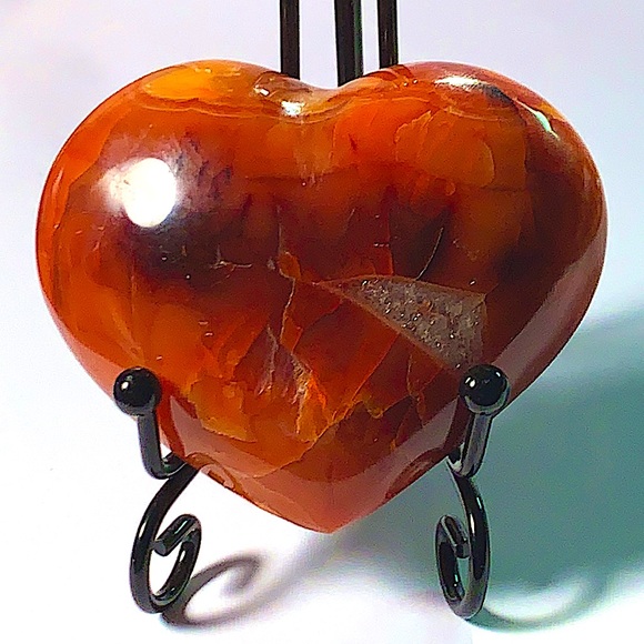 CARNELIAN HEART PUFFED WITH DRUZY QUARTZ - Picture 3 of 9